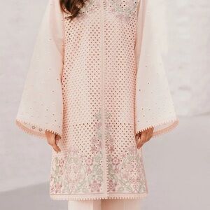 Girls' Embroidered Pastel Pink A-Line Dress